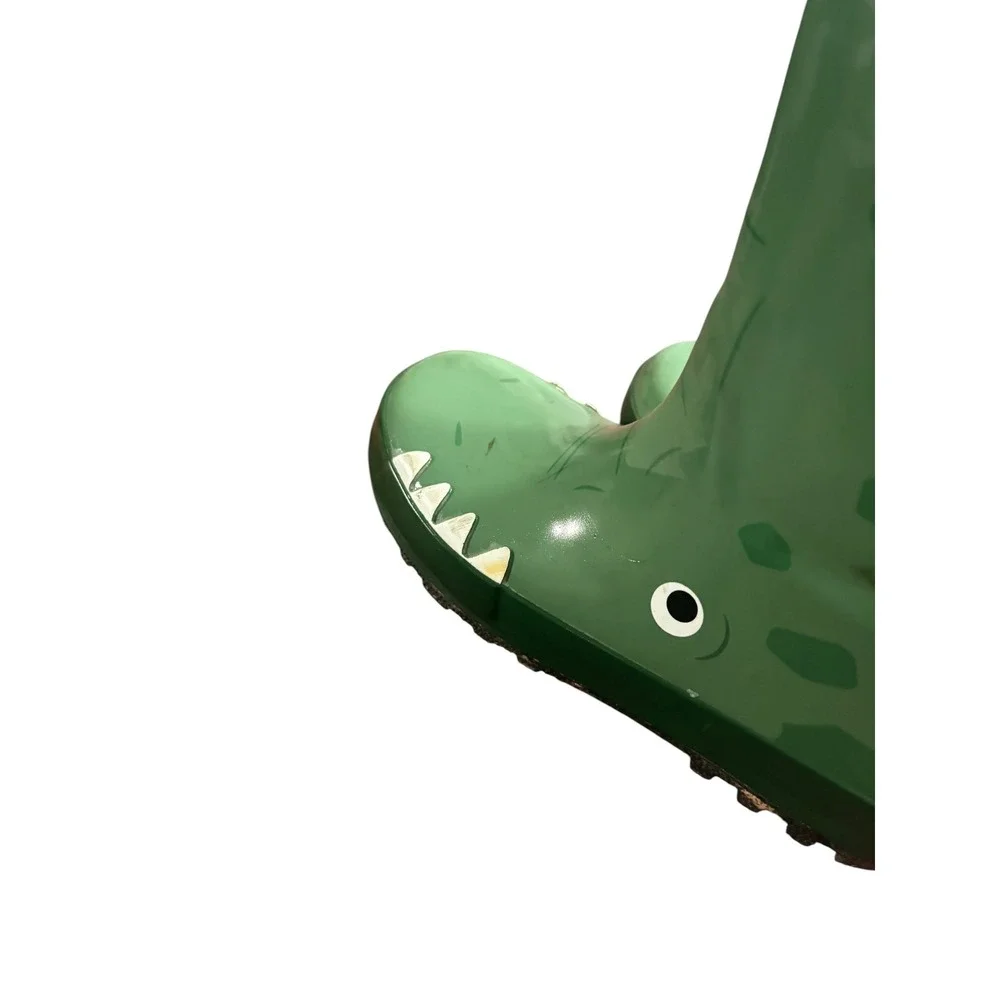 Cat & Jack Kids Green Alligator Rain Boots Crocodile Waterproof Size 12 Pull On